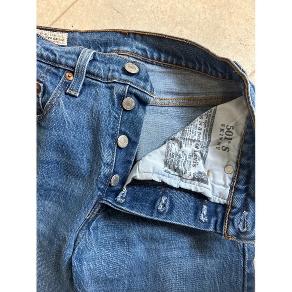 Levi's Premium Denim Jeans High Rise Button Fly Slim Fit 501s W23 L30 - Picture 5 of 6